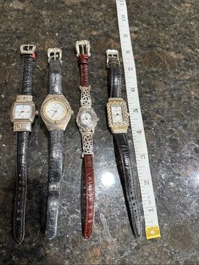 Brighton Women's Mixed Metal and Leather Strap Watches (4) - Black and Brown